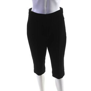 Esse Womens Woven High Rise Zip Up Slim Cut Cropped Pants Black Size 4